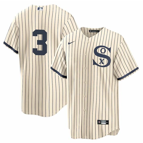 Men Chicago White Sox #3 No Name Cream stripe Dream version Game Nike 2021 MLB Jersey